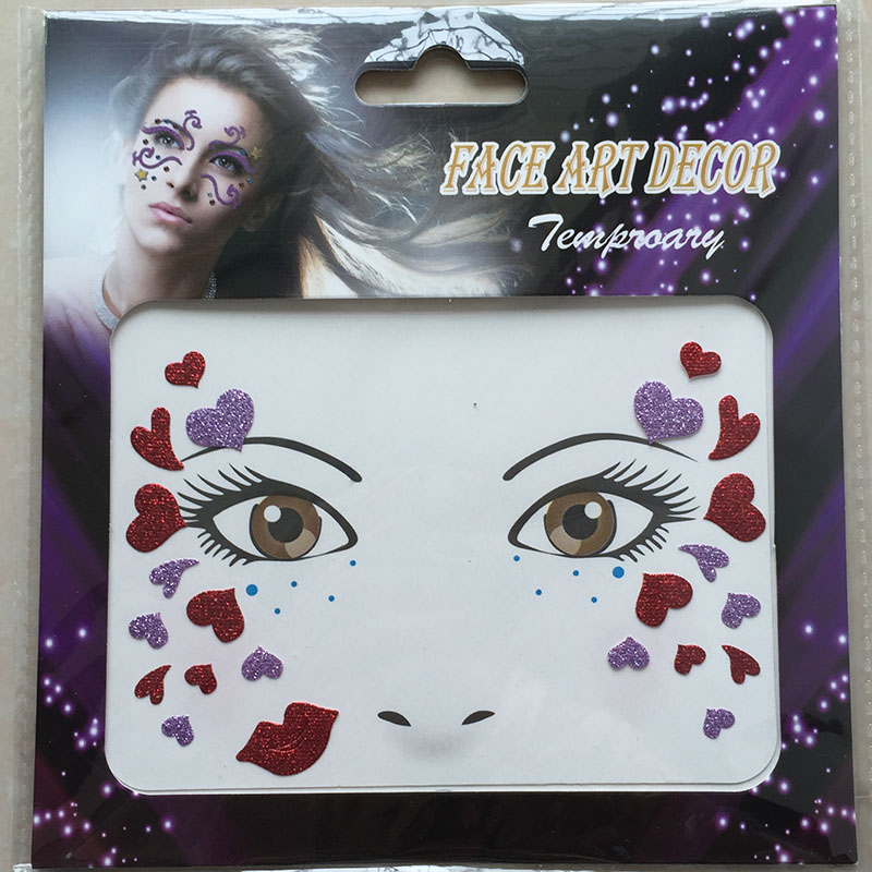 FST-12 red heart face decoration sticker for girl