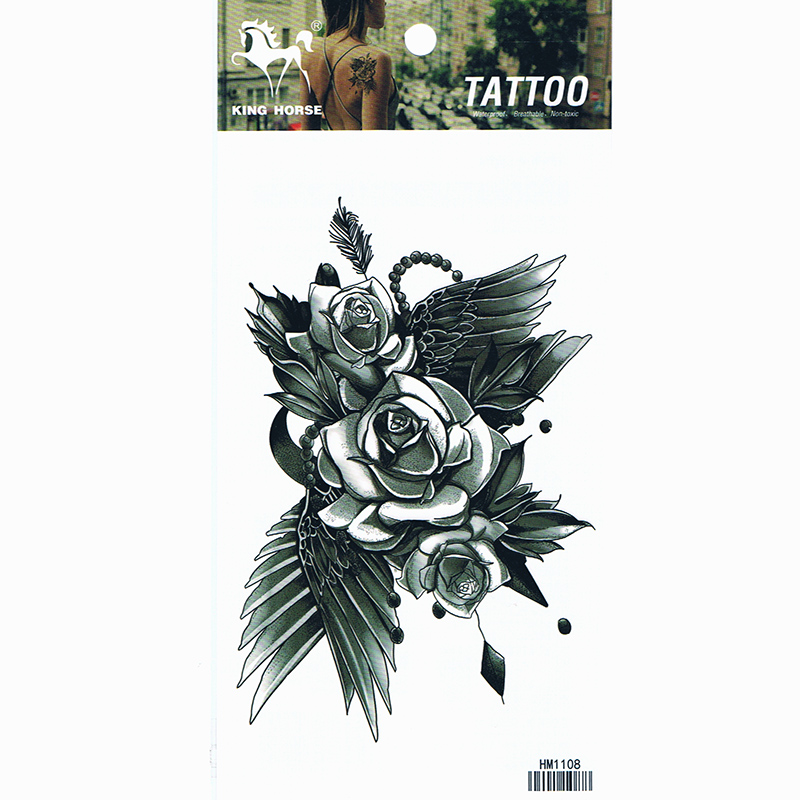 HM1108New fashion Temporary body art tattoo sticker arm tattoo leg tattoo wing rose tattoo sticker