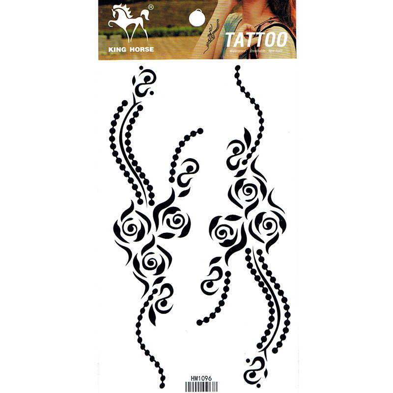 HM1096 Black color flower tattoo sticker waterprint body art tattoo