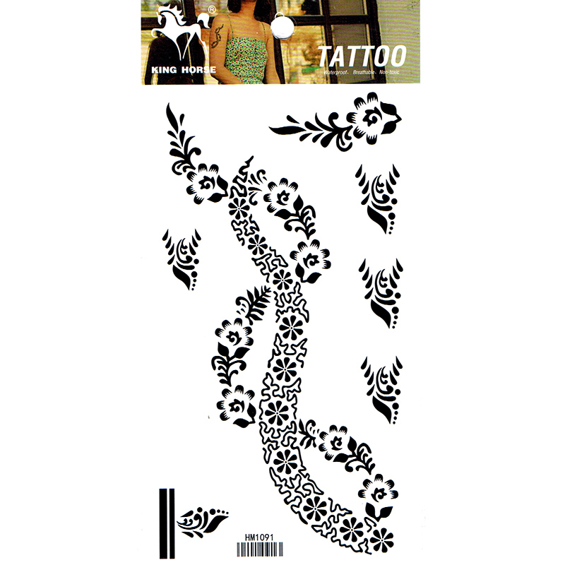 HM1091 Waterproof Temporary arm black flower tattoo sticker