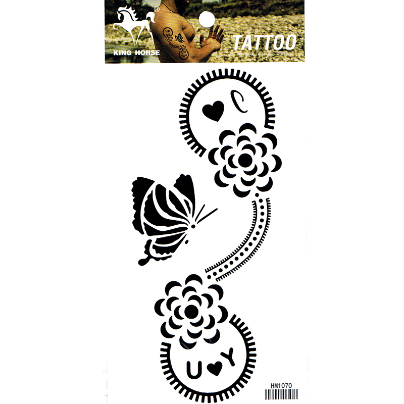 HM1070 unsex fake tattoo sticker black butterfly flower temporary arm tattoo