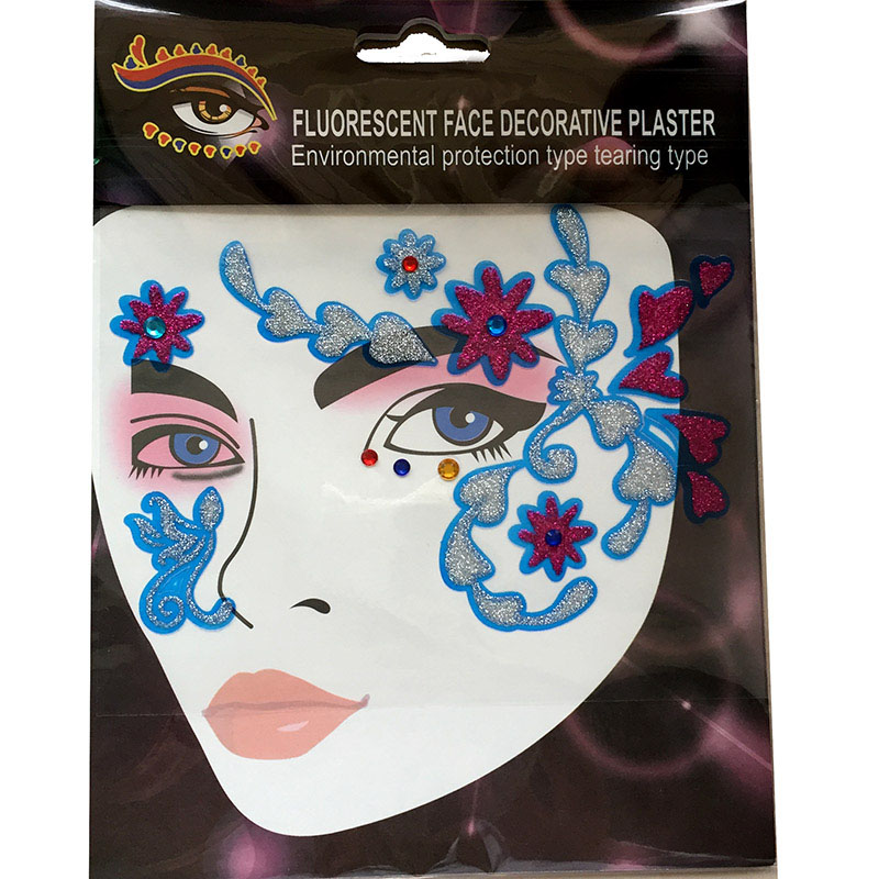 FST004 New fashions Ladys party sexy dark blue glitte face decoration sticker
