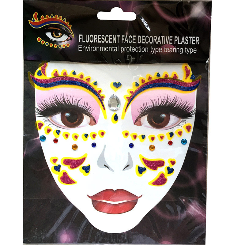 FST008 fashion glitter acrylic face tattoo diamond sticker