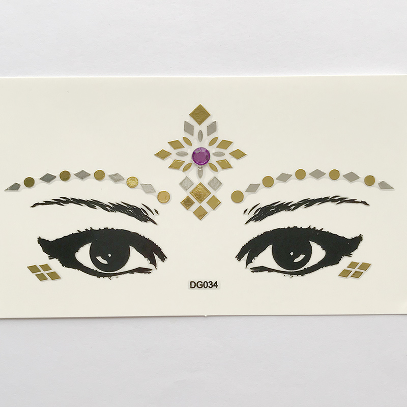 DG034 Purple acrylic diamond golden silver face self-adhesive make up sticker cosplay face sticker