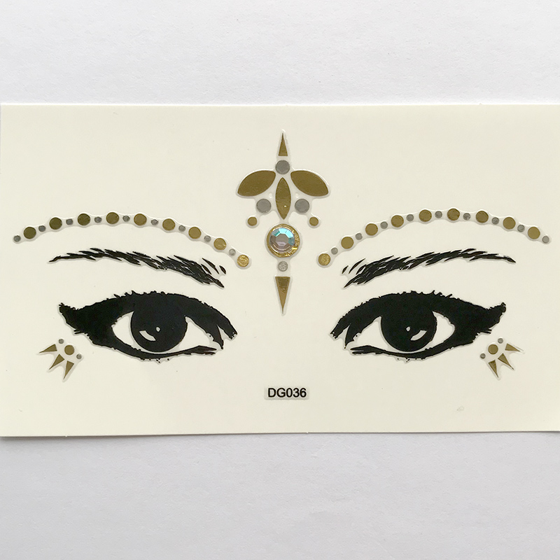 DG036 white acrylic diamond golden silver face self-adhesive make up sticker cosplay face sticker