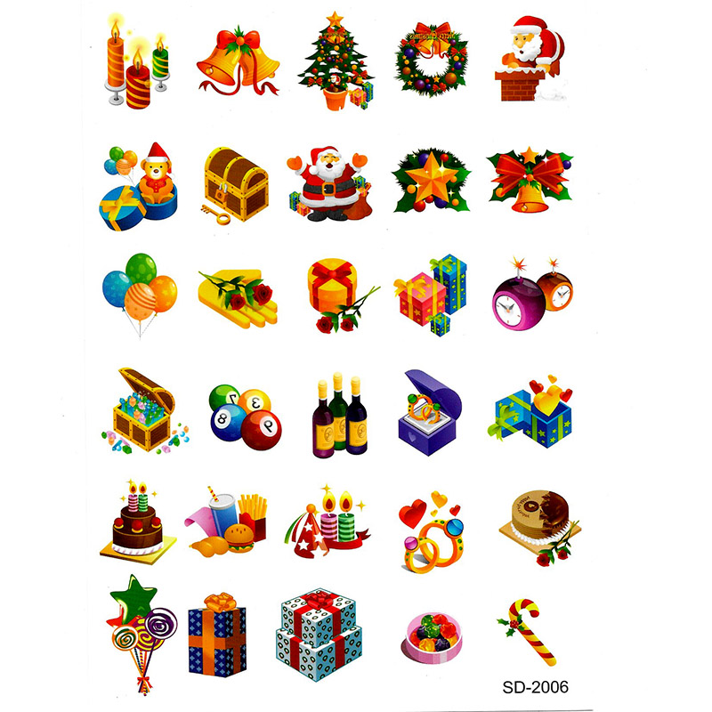 SD-2006 Temporary tattoo sticker Waterproof Temporary Tattoo sticker Merry Christmas Santa Claus deer candle snowman tree tatto flash tatoo fake-tattoo sticker