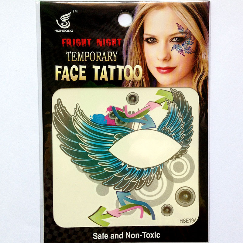 HSE19 8X8cm waterproof temporary wing single eye tattoo sticker