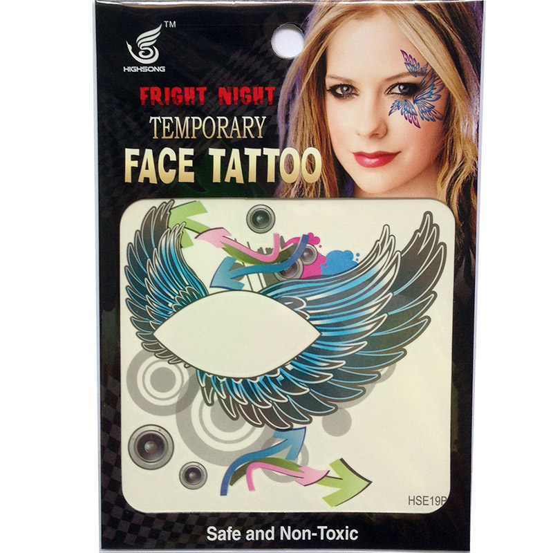 HSE19 8X8cm waterproof temporary wing single eye tattoo sticker