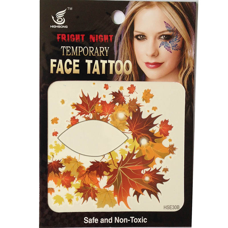 HSE30 8x8cm red maple leaf temporary single eye tattoo sticker