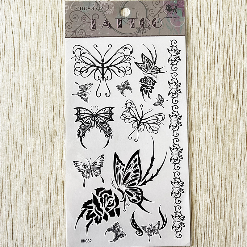 HM082 black butterfly  tattoo sticker