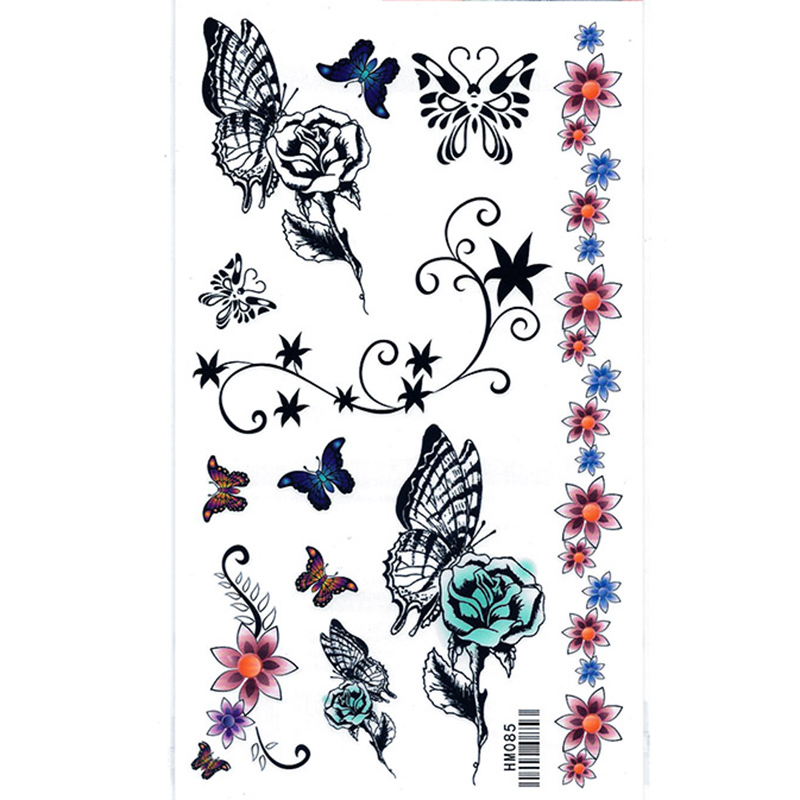 HM085 Temporary flower butterfly tattoo sticker