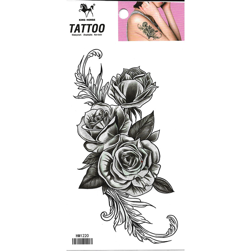 HM1220 new fashion King horse brand waterproof temporary black Flower arm tattoo sticker fake tattoo