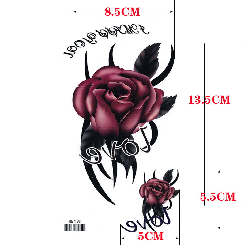 HM195 Beautiful sexy waterproof body art tattoo Love Rose flower tattoo sticker