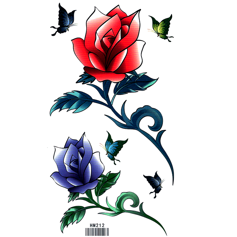 HM212 Temporary waterproof flower butterfly tattoo sticker