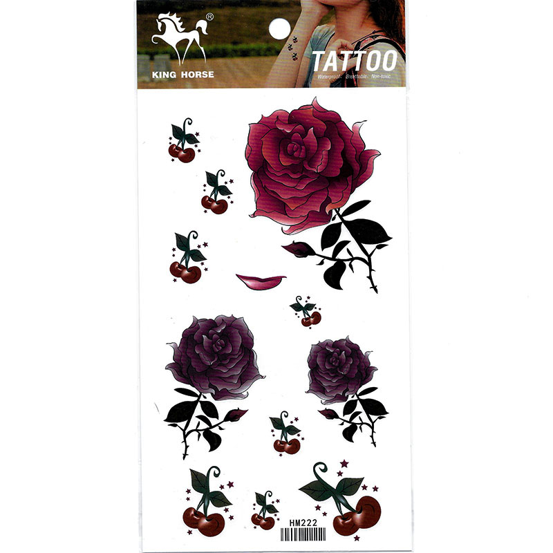 HM222 temporary tattoo sticker of rose cherry pattern