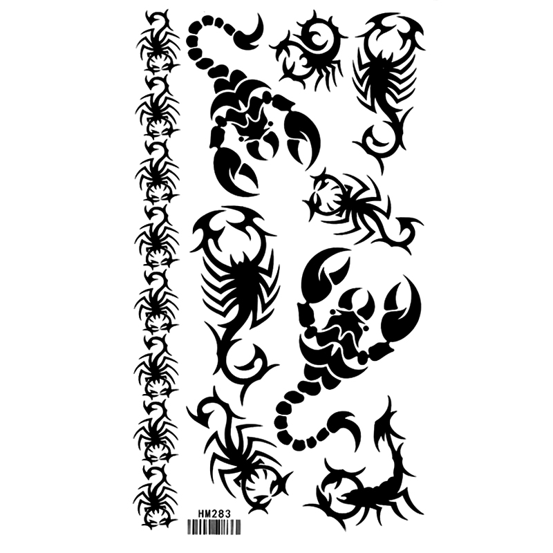 HM283 Waterproof Temporary Black Scorpion Tattoo Sticker
