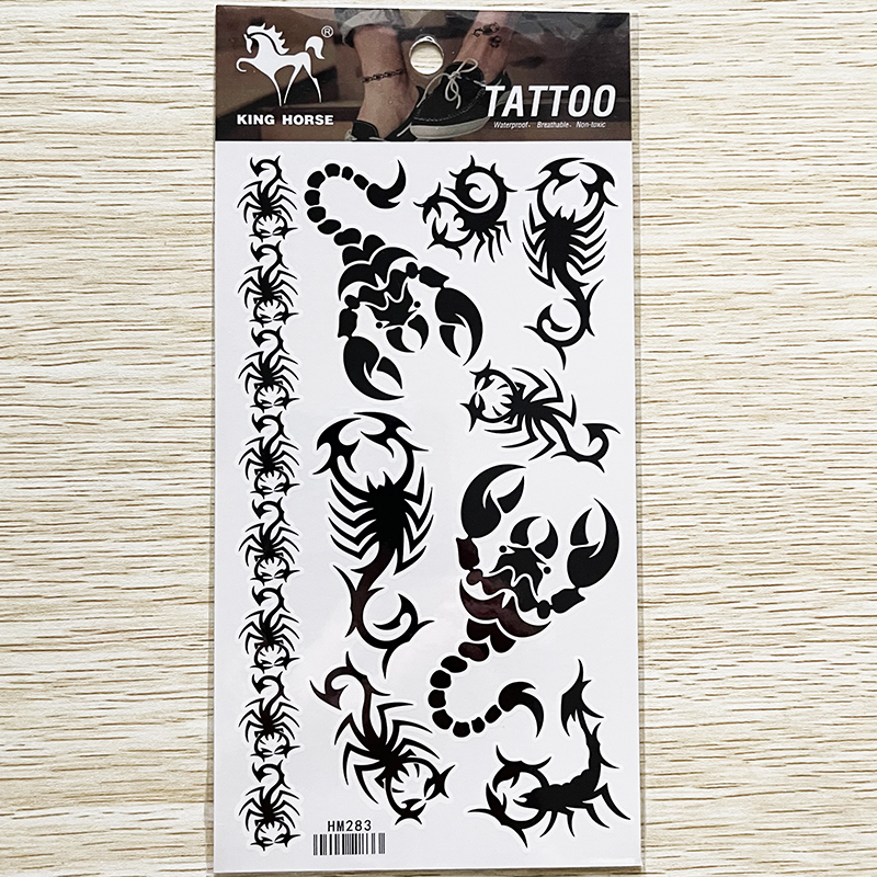 HM283 Waterproof Temporary Black Scorpion Tattoo Sticker