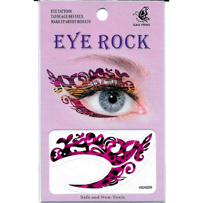 HSA059 deep pink leopard print temporary eye tattoo sticker