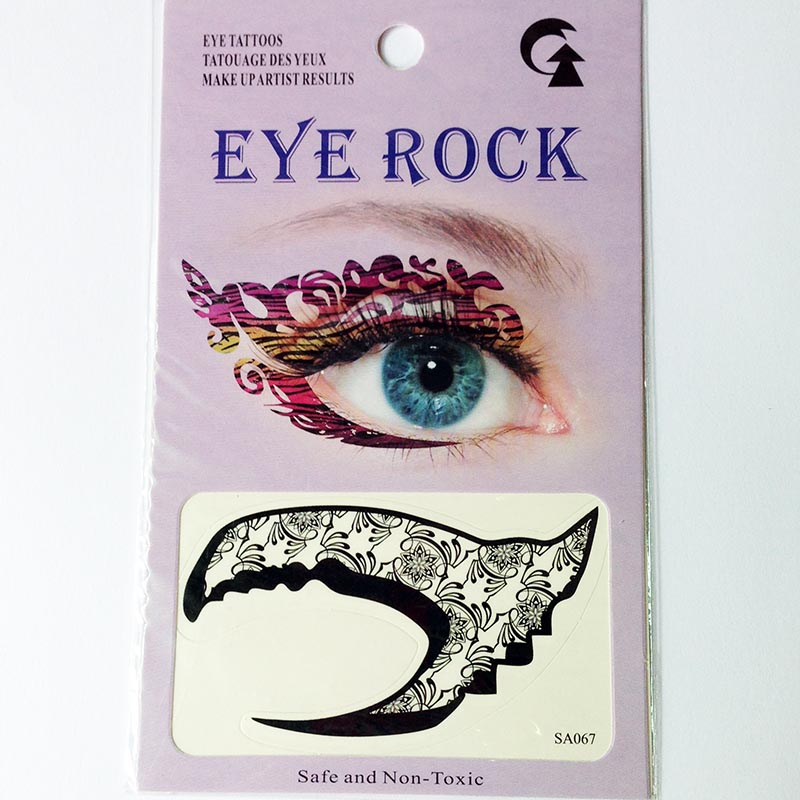 HSA067 2019 new fashion flower pattern black temporary eye tattoo sticker