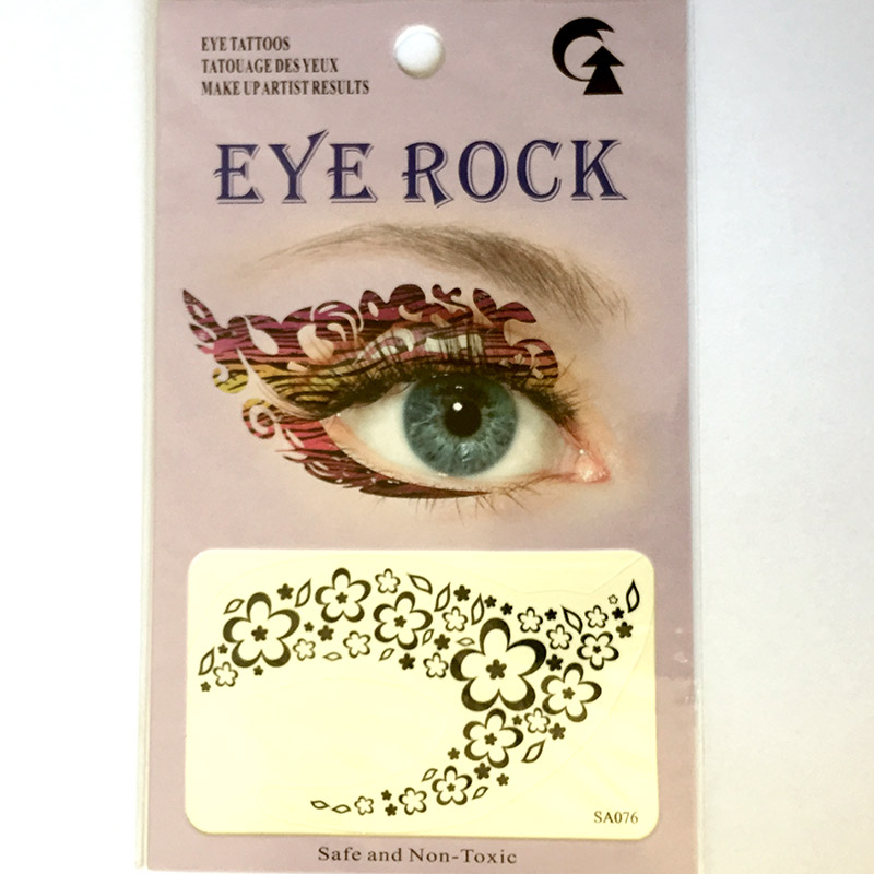 HSA076 small mini flower left and right black temporary eye tattoo sticker