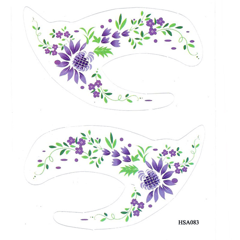 HSA083 green leaf purple flower temporary eye tatttoo sticker