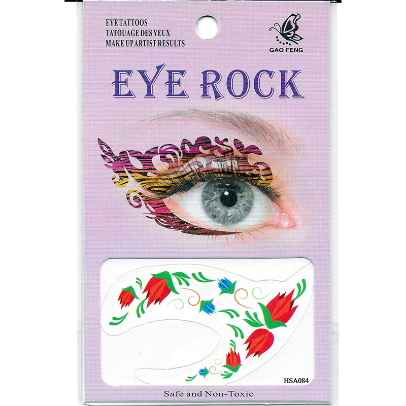 HSA084 green leaf red flower temporary eye tatttoo sticker
