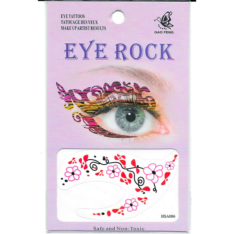 HSA086 Pink flower red bow temporary eye tatttoo sticker