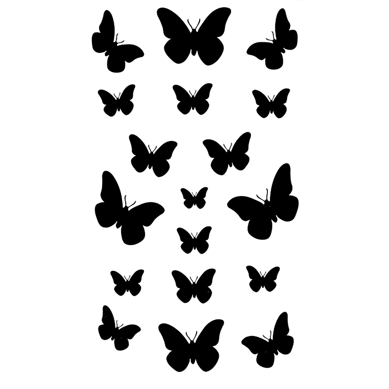 RF19 Temporary Black color Butterfly tattoo sticker
