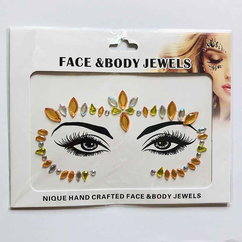 WNY-804-13 Temporary Tattoo Stickers Acrylic Crystal Glitter Stickers Waterproof Face Jewels
