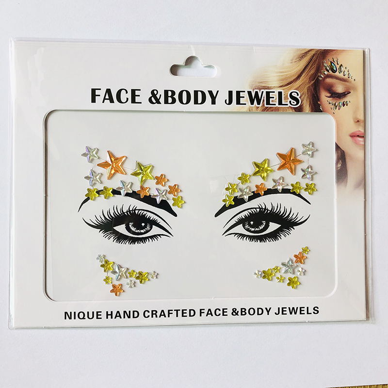 WNY-804-18 Temporary Tattoo Stickers Acrylic Crystal Glitter Stickers Waterproof Face Jewels