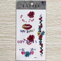 HM101 ladies lip print rose flower tattoo sticker