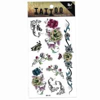 HM148 rose flower butterfly ladies temporary tattoo sticker