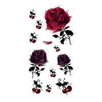 HM222 temporary tattoo sticker of rose cherry pattern