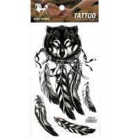 HM828 black color Wolf Head Dreamcatcher Tattoo Sticker