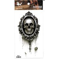 HM965 waterproof temporary black skull tattoo sticker